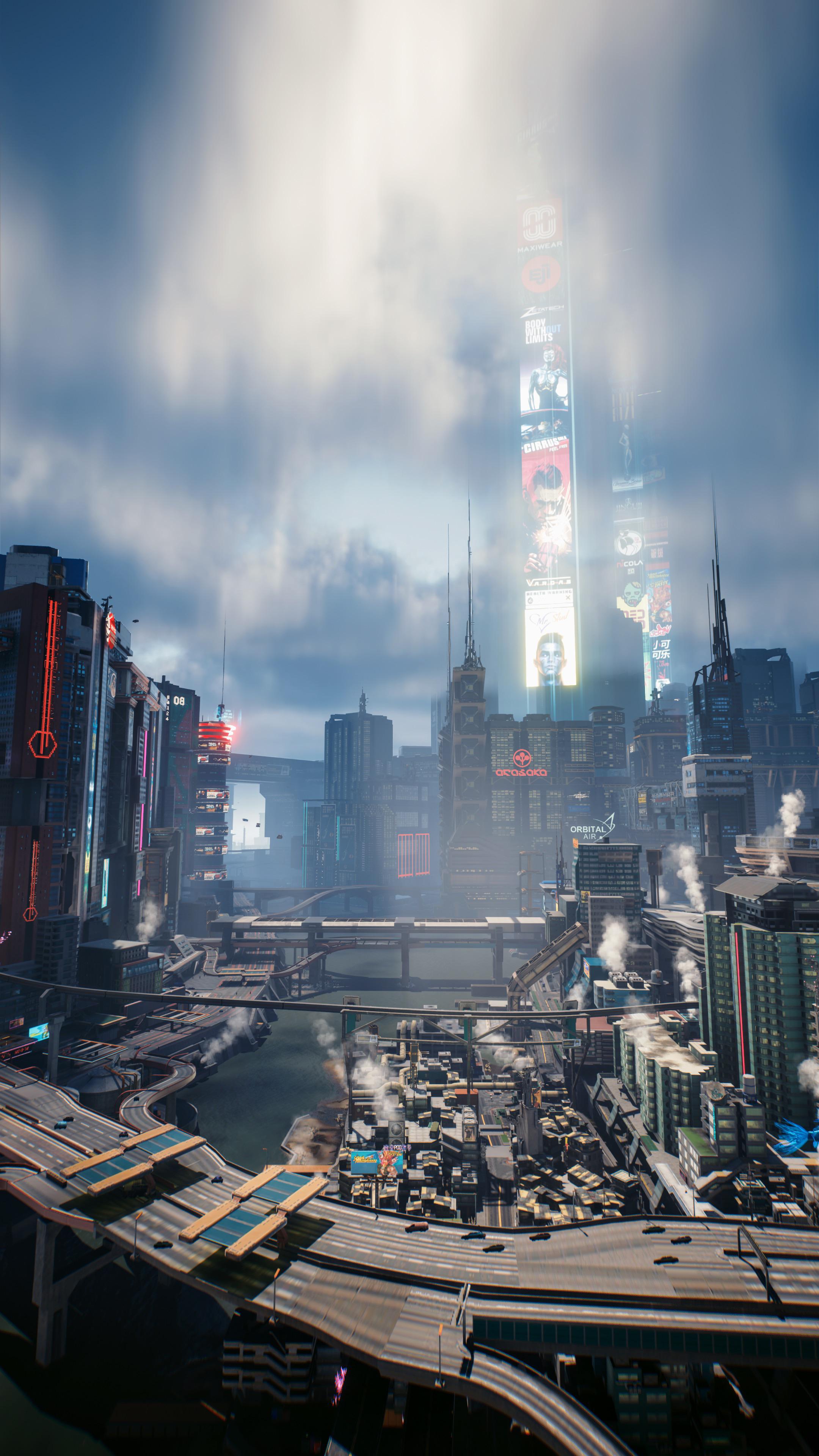 vertical shot of the city from outside